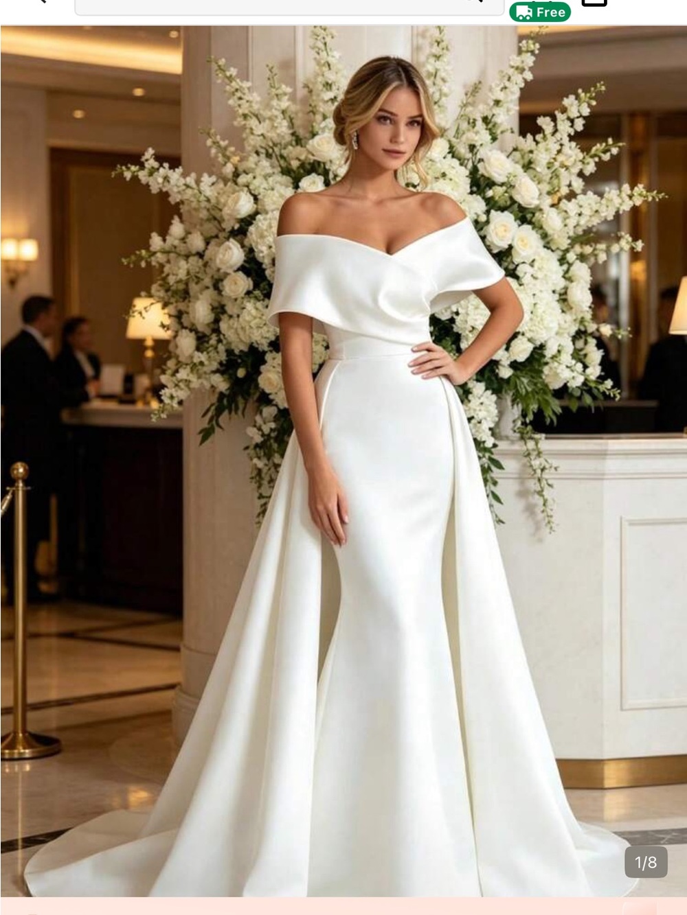 Elegant Off-Shoulder White Satin Evening Gown
